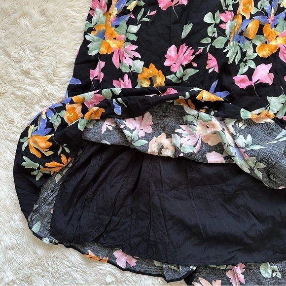 Lulus Dress Beloved Bae Tie-Strap Tiered Maxi Floral Print Black L NWT New - Picture 10 of 13